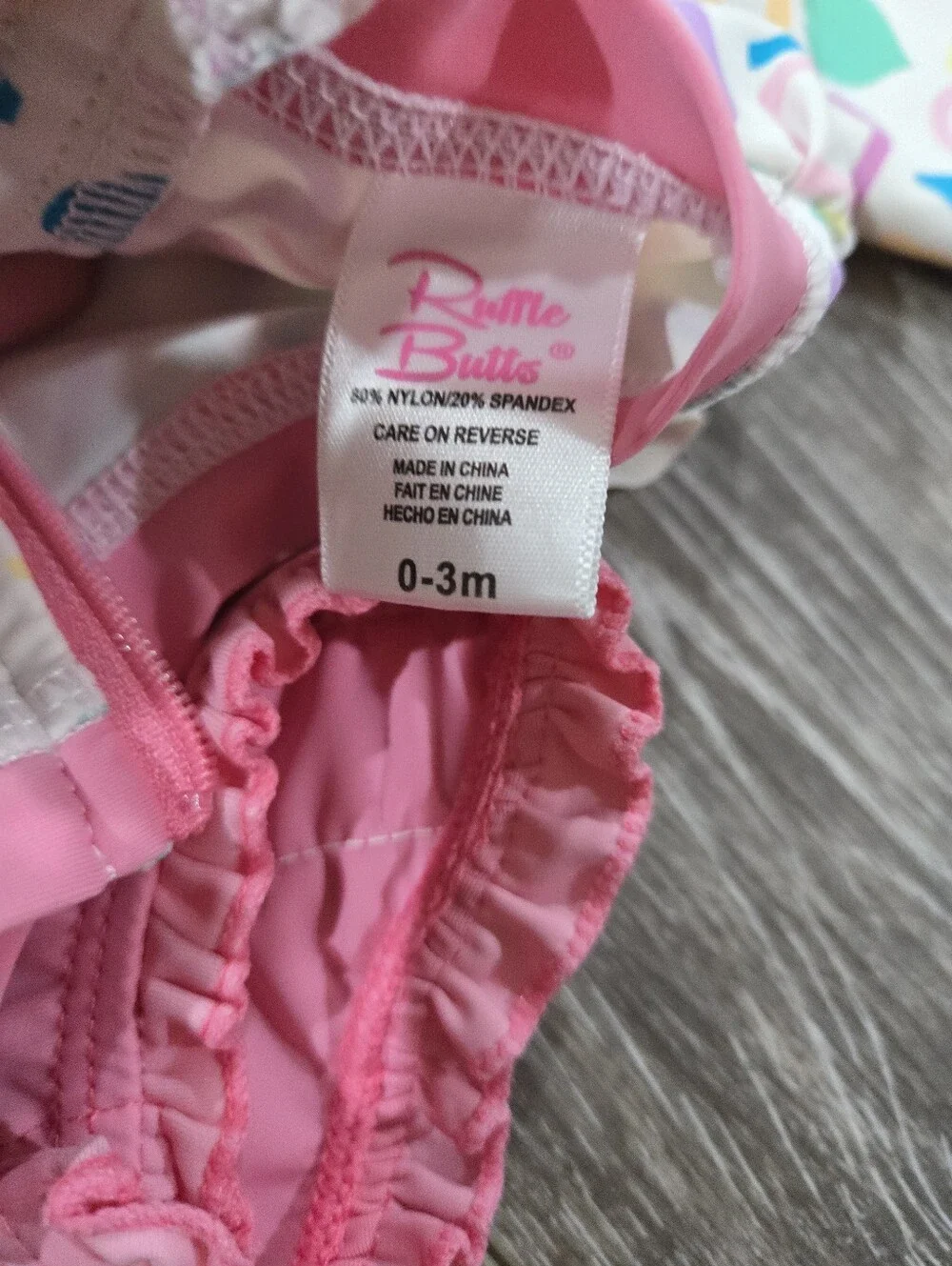 Ruffle Butts 0-3month Baby Pink 'Love' Long-Sleeve Swim